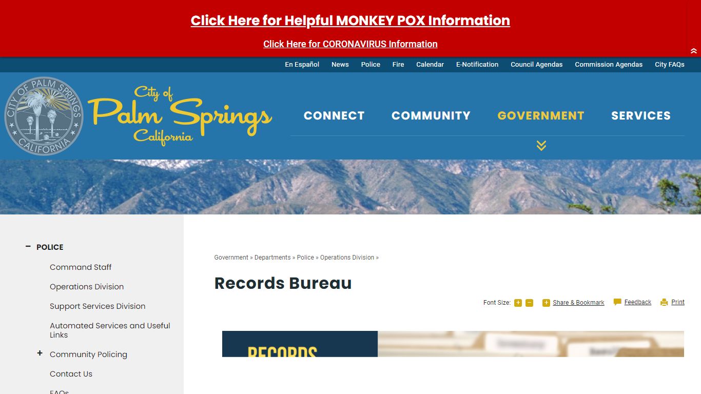 Records Bureau | City of Palm Springs